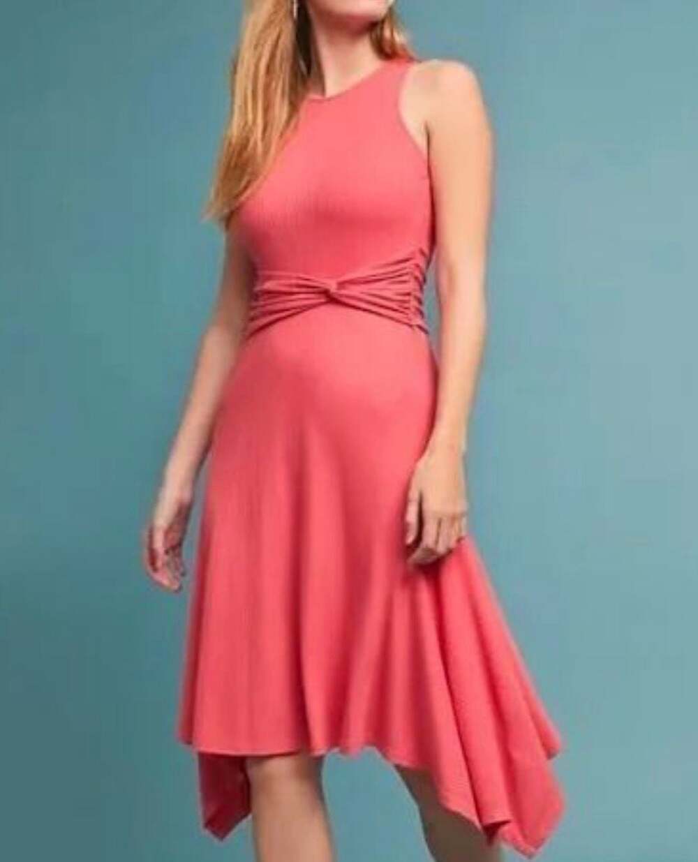 Anthropologie Ribbed Knit Asymmetrical Hem Dress Size L